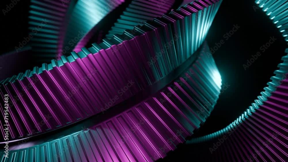 Poster colorful metal spiral rotating in space. design. 3d model of abstract spiral rotating in space. rota