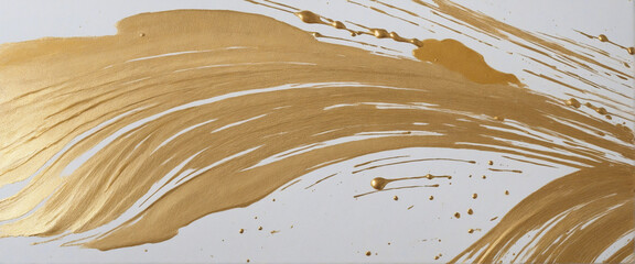 Shimmering gold touch on canvas. Hand-painted golden stroke. Design element.