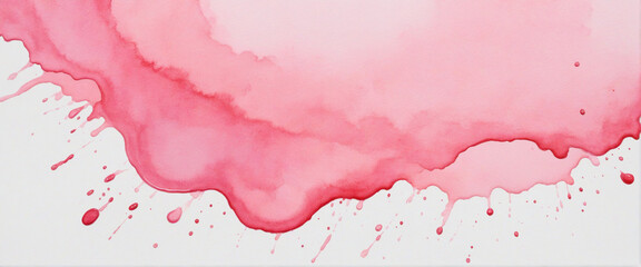 Obraz premium Soft pink watercolor splash on a white background with a gentle blend. Rectangular banner.