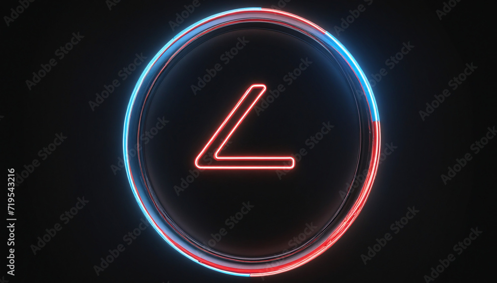 Poster neon number four surrounded by glowing linear frame, 3d rendering on black background