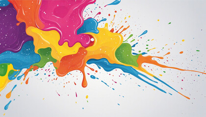 Naklejka premium Colorful horizontal banner with artistic paint splatter. Abstract design element with a creative rainbow touch.