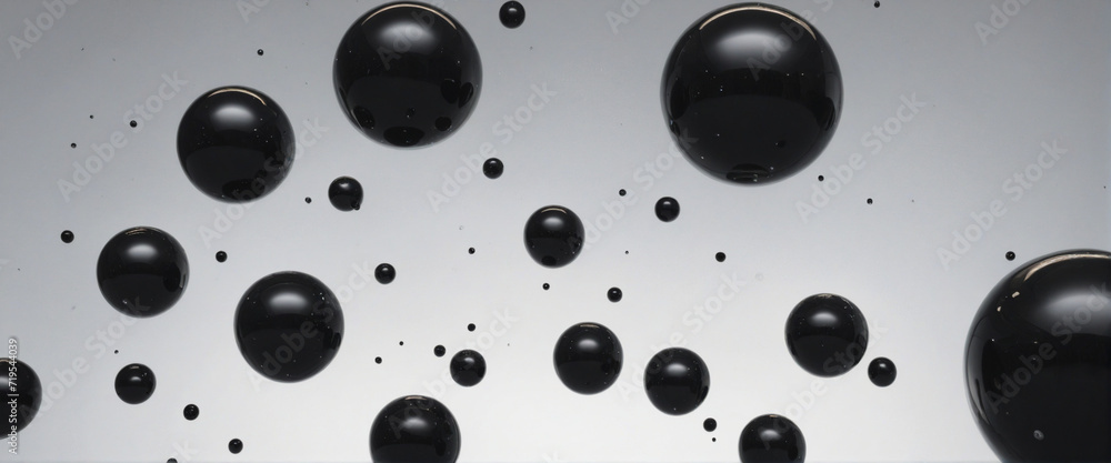 Poster 3d rendering of a collection of dark spheres