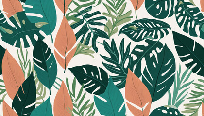 Modern Nature Collage Leaf Pattern - Stylish Cutout Illustration of Organic Plant Leaves for Vintage Botanical Wallpaper