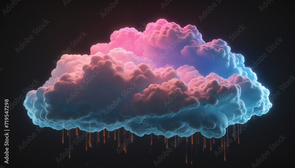 Wall mural 3d rendering, realistic cloud illuminated