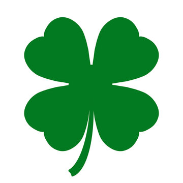Good luck four leaf clover flat icon for apps and websites. Green icon isolated on white background. Clover silhouette. Simple icon. Web site page and mobile app design vector element.