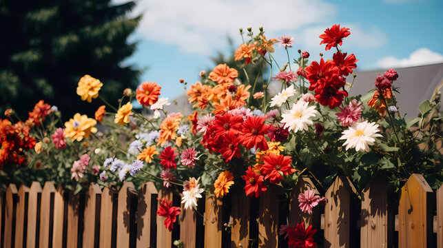 A picture of some flowers on a fence