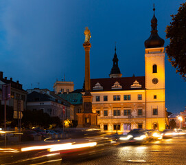 Fototapeta na wymiar Evening view of the streets of city Mlada-Boleslav. Czech Republic