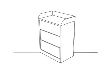 Single continuous line drawing of small storage cupboard. Living room couch home appliance concept. Modern one line draw design graphic vector illustration