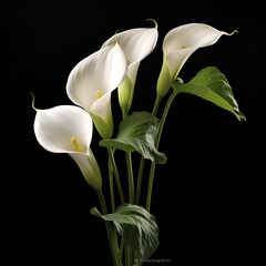 white lily isolated on black
