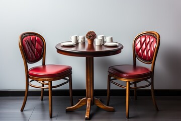 single, Isolated in white background, center aligned, table and chairs at a cafe