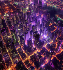 view of the world city from a plane at night