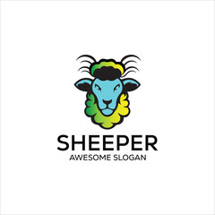 sheep simple mascot logo design illustration