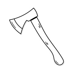 Axe vector icon in doodle style. Symbol in simple design. Cartoon object hand drawn isolated on white background.