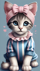 Kitten with bow