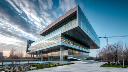 Obraz premium Sleek Business Office Building. Impressive Modern Architecture for Headquarters