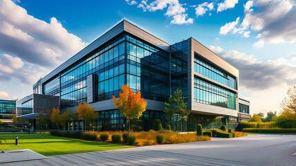 Obraz premium Sleek Business Office Building. Impressive Modern Architecture for Headquarters