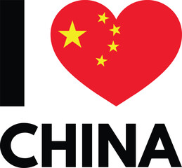 Fototapeta premium I love China with Chinese heart isolated on white background . Vector illustration