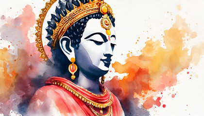 Mahavir Jayanti celebration, watercolor art style