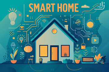 Bright Blue Smart Home Illustration