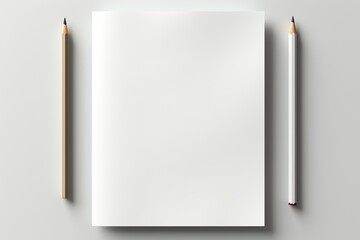 one Pen and paper sheet. Blank white paper sheet and ballpoint pen top view mockup. Write message, letter or note realistic vector template - obrazy, fototapety, plakaty