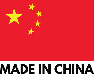 Made in china icon with Chinese flag . Made in China label . Vector illustration