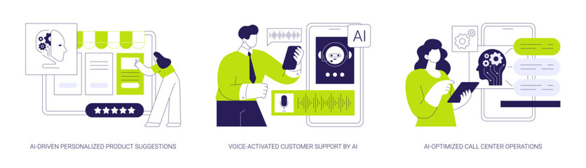 AI Customer Service abstract concept vector illustrations.