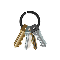 Keychain with metal ring flat vector