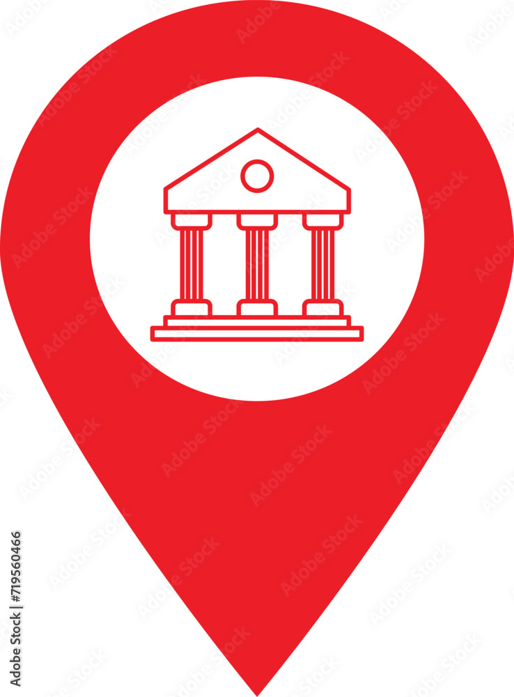 Poster map pointer with bank icon . bank location icon vector isolated on white background