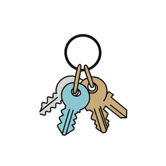 Keychain with metal ring flat vector
