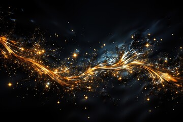 Isolated white background with Gold glittering stars dust trail sparkling particles on black...