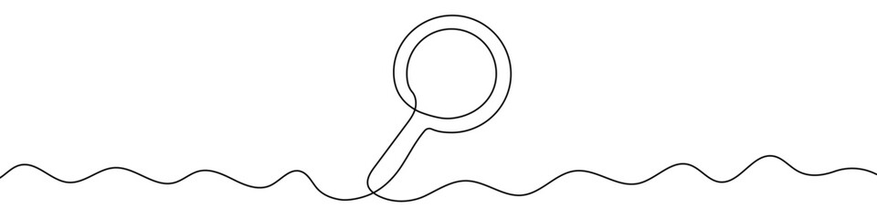 Continuous editable drawing of magnifier. One line drawing magnifying glass