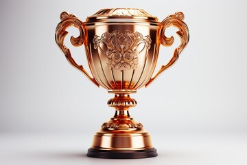 Fototapeta na wymiar Isolated white background with Gold trophy