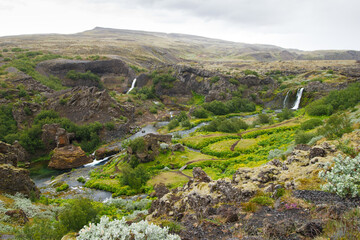 Fototapeta na wymiar Gjain Valley in the Highlands of Iceland in Spring