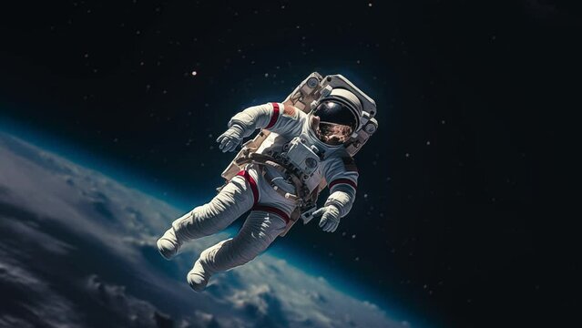 Video animation of an astronaut floating in space