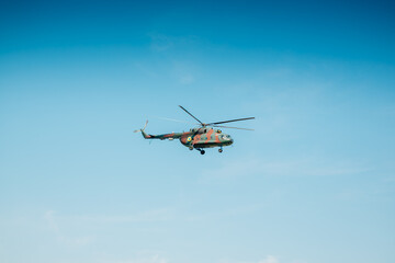 helicopter in action