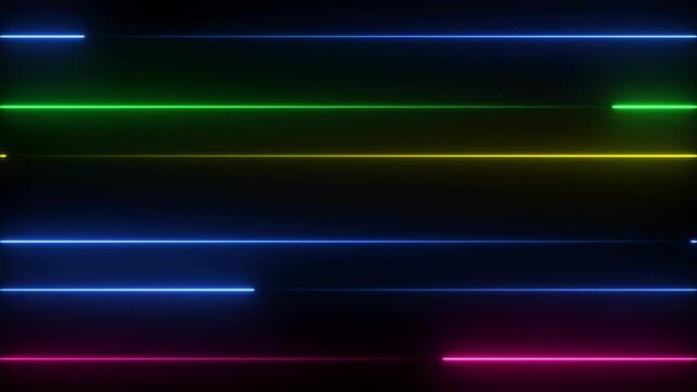 4K Loop Animation neon lines and Digital Technology Stream Super Fast Speed Lines Side Background.  