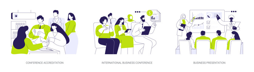 International business conference abstract concept vector illustrations.