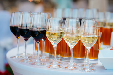 glasses of champagne on table