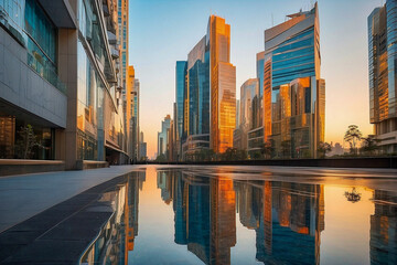 downtown city at night