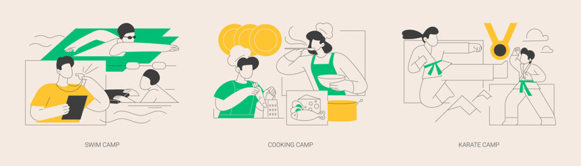 Summer programs for kids abstract concept vector illustrations.