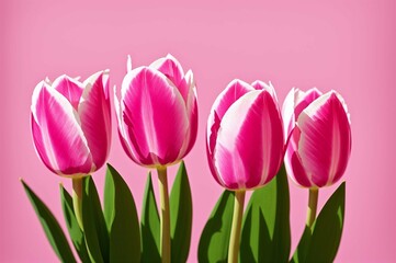 Naklejka premium Pink tulips in the garden. Spring flowers. Tulips background.