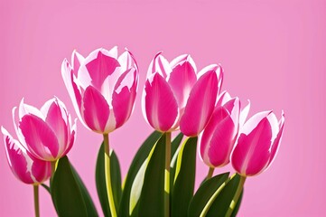 Naklejka premium Pink tulips in the garden. Spring flowers. Tulips background.