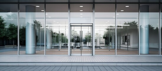 Front doors, glass doors of the office. - obrazy, fototapety, plakaty