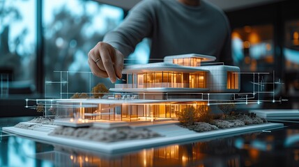 Company Futuristic Home Showcase Holographic Rendering gigapixel art scale