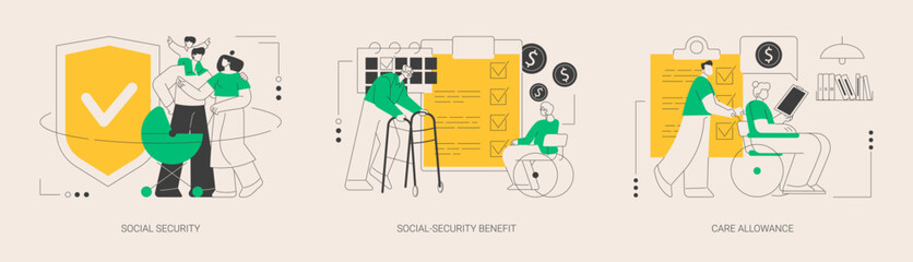 State allowance abstract concept vector illustrations.