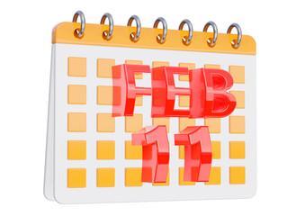 February 11. calendar design isolated on white background