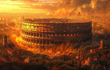 Ancient Roman colosseum - obrazy, fototapety, plakaty