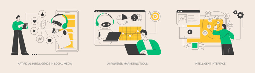 Automated algorithm abstract concept vector illustrations.