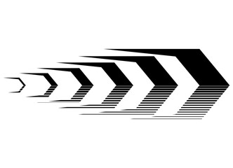 Abstract black arrow on a white background. Pointer. Navigation element. Vector pattern. Racing lane. vector background. Isometry.
