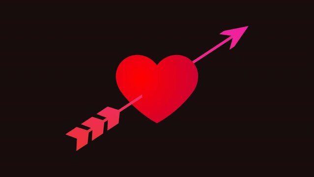 Arrow hit Red heart divorce break up concept Alpha Channel animation. Valentines day Love Split Cracked upset, separation, end of marriage destroyed heart collapse damaged sad Love and feelings.
